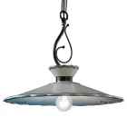 Handgeschilderde keramische hanglamp met borduureffect - Ravenna Viadurini