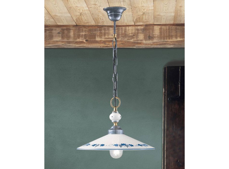 Handgemaakte keramiek en vintage ijzeren hanglamp - Asti Viadurini