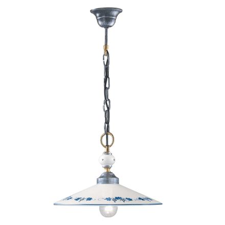 Handgemaakte keramiek en vintage ijzeren hanglamp - Asti Viadurini