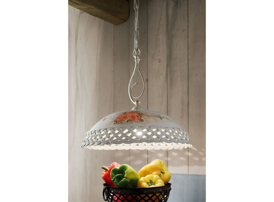 Hanglamp in geverfd geperforeerd handgemaakt keramiek - Verona Viadurini