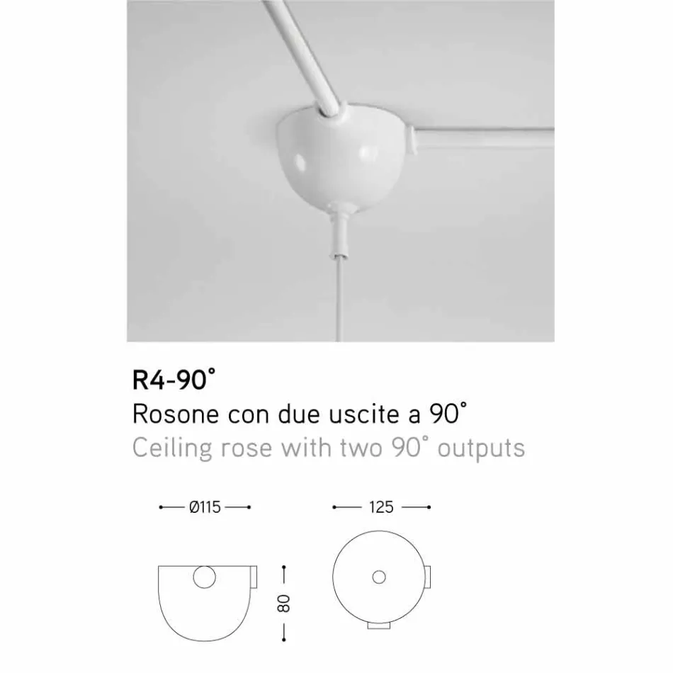 De lamp keramische suspensie Lustri, rozet met twee uitgangen 90 ° Viadurini