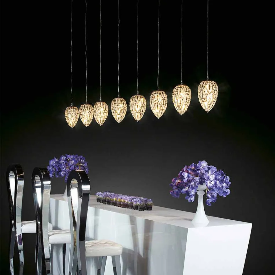 Hanglamp kristal en gevormde stalen Ei egg Viadurini