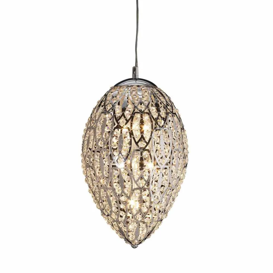Hanglamp kristal en gevormde stalen Ei egg Viadurini