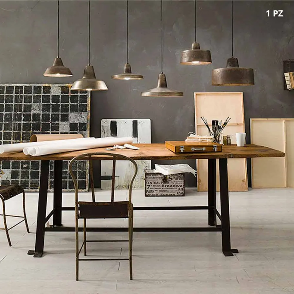 Lamp antieke ijzeren bel schorsing Virginia Il Fanale Viadurini