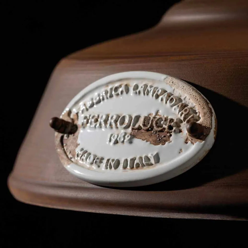 Lamp antieke ijzeren schorsing en keramische Teresa Ferroluce Viadurini