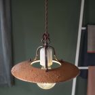 Hanglamp van ijzer en handgemaakt ruw keramiek - Bologna Viadurini