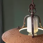 Hanglamp van ijzer en handgemaakt ruw keramiek - Bologna Viadurini