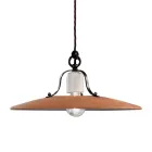 Hanglamp van ijzer en handgemaakt ruw keramiek - Bologna Viadurini