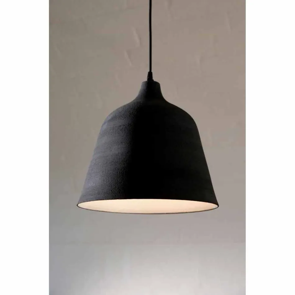 Hanglamp in antraciet steengoed en wit interieur - Edmondo Viadurini