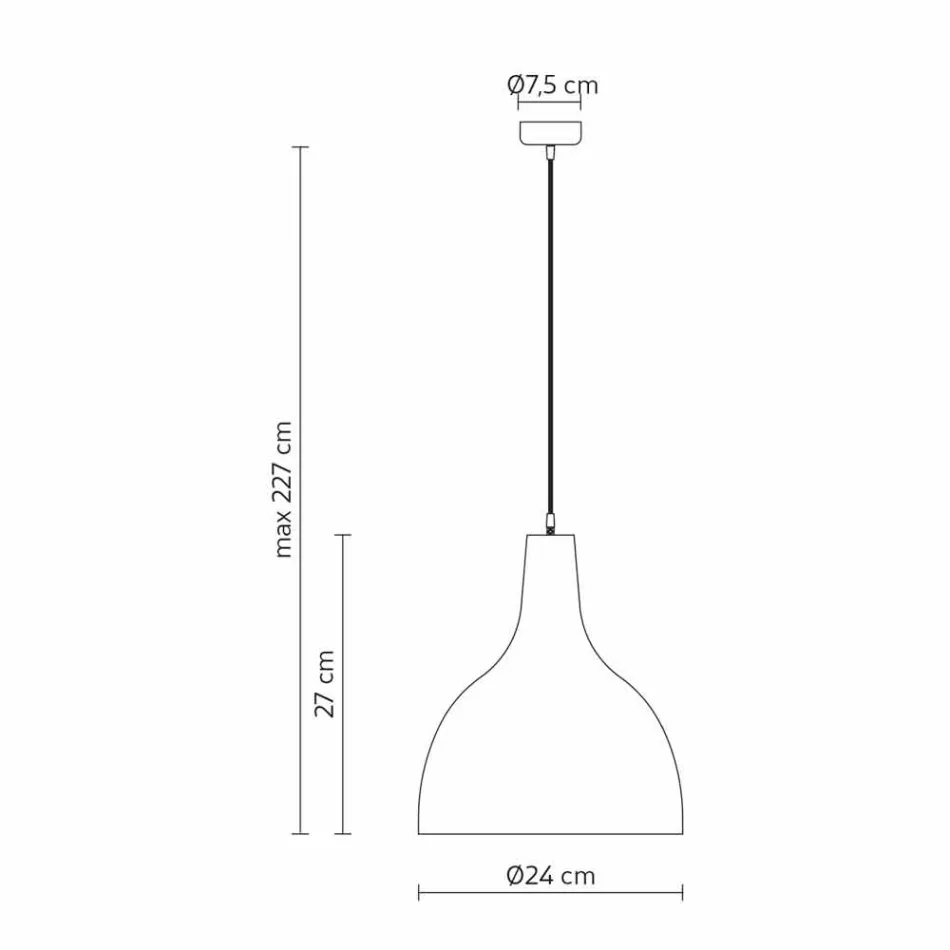 Hanglamp in antraciet steengoed en wit geëmailleerd interieur - Edmondo Viadurini