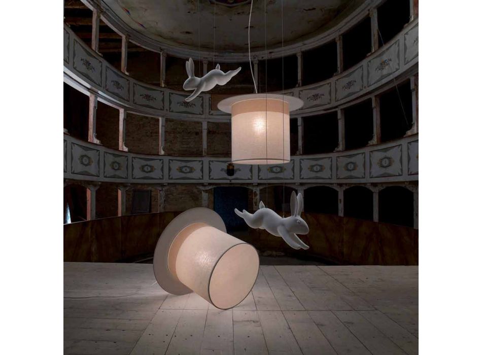 Design hanglamp van wit linnen in cilinder, gemaakt in Italië - magie Viadurini