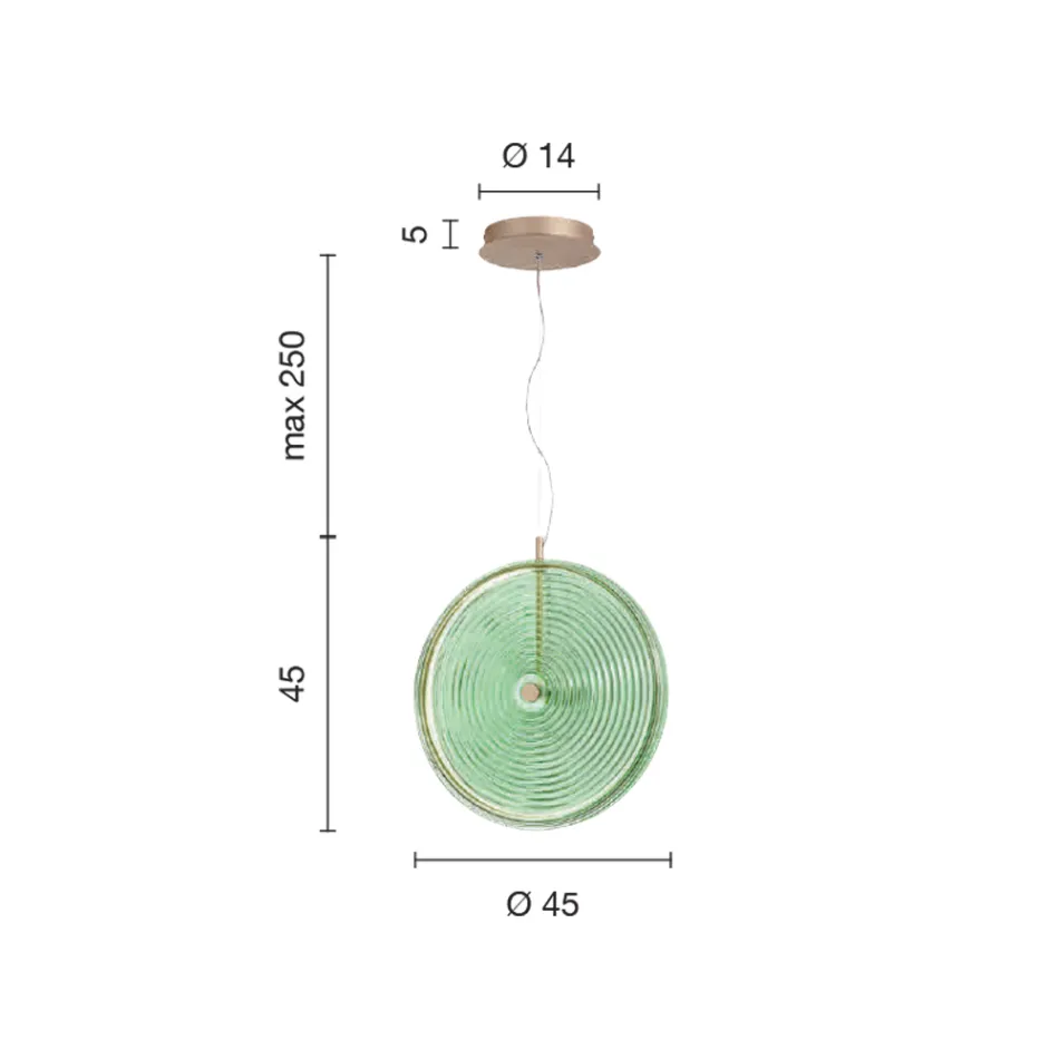 Hanglamp van metaal en glas versierd met concentrische lijnen - Hackberry Viadurini