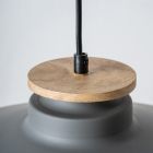 Hanglamp in grijs metaal en hout met nylon kabel - Marlena Viadurini