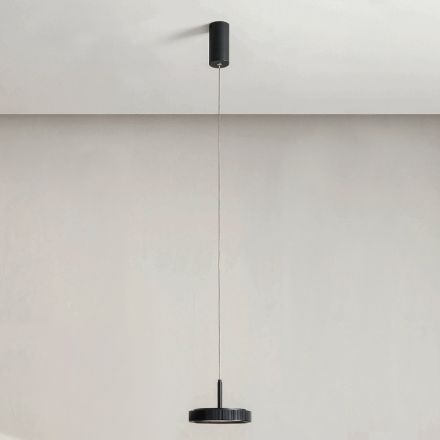 Hanglamp van zwart geverfd metaal en LED-licht - Hornbeam Viadurini