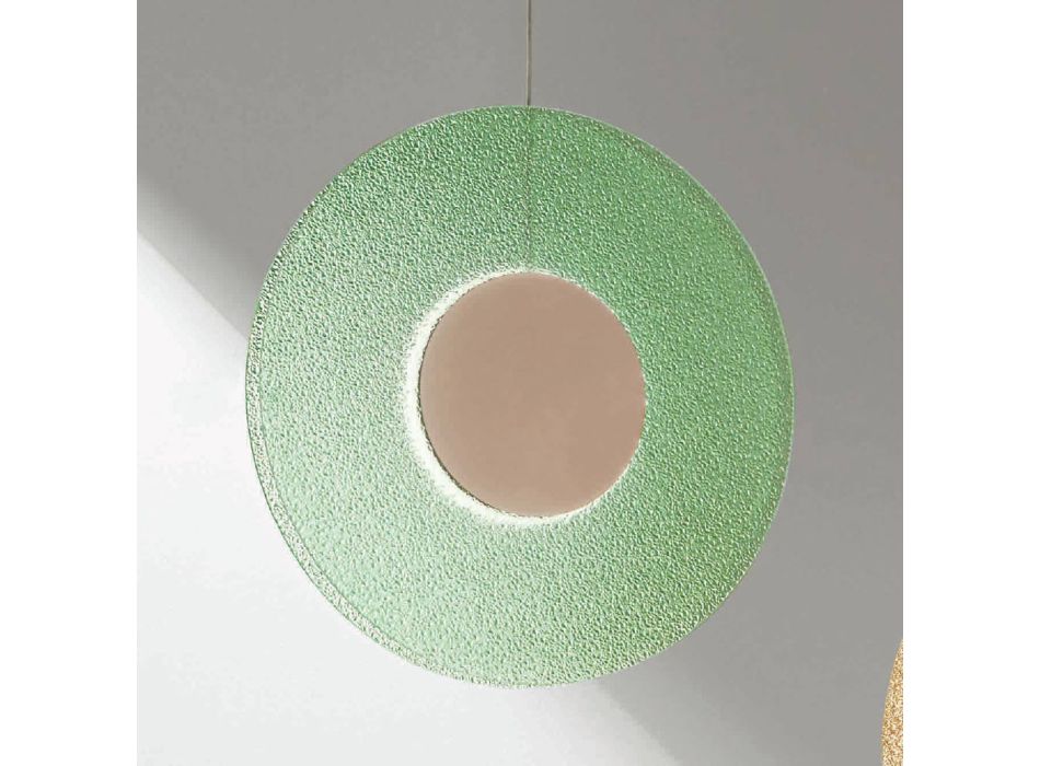 Hanglamp van geverfd metaal en gekleurd gruisglas - Albizia Viadurini