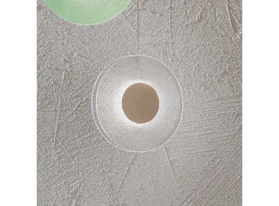Hanglamp van geverfd metaal en gekleurd gruisglas - Albizia Viadurini