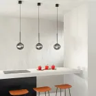 Hanglamp van geverfd metaal en geblazen glas - Ailanto Viadurini