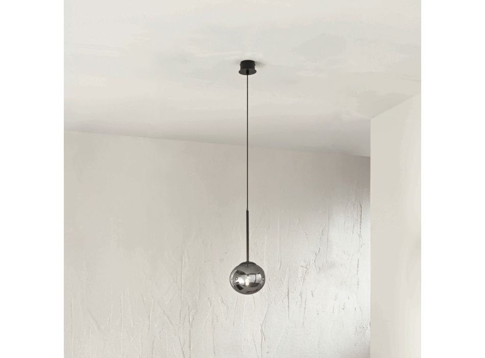 Hanglamp van geverfd metaal en geblazen glas - Ailanto Viadurini