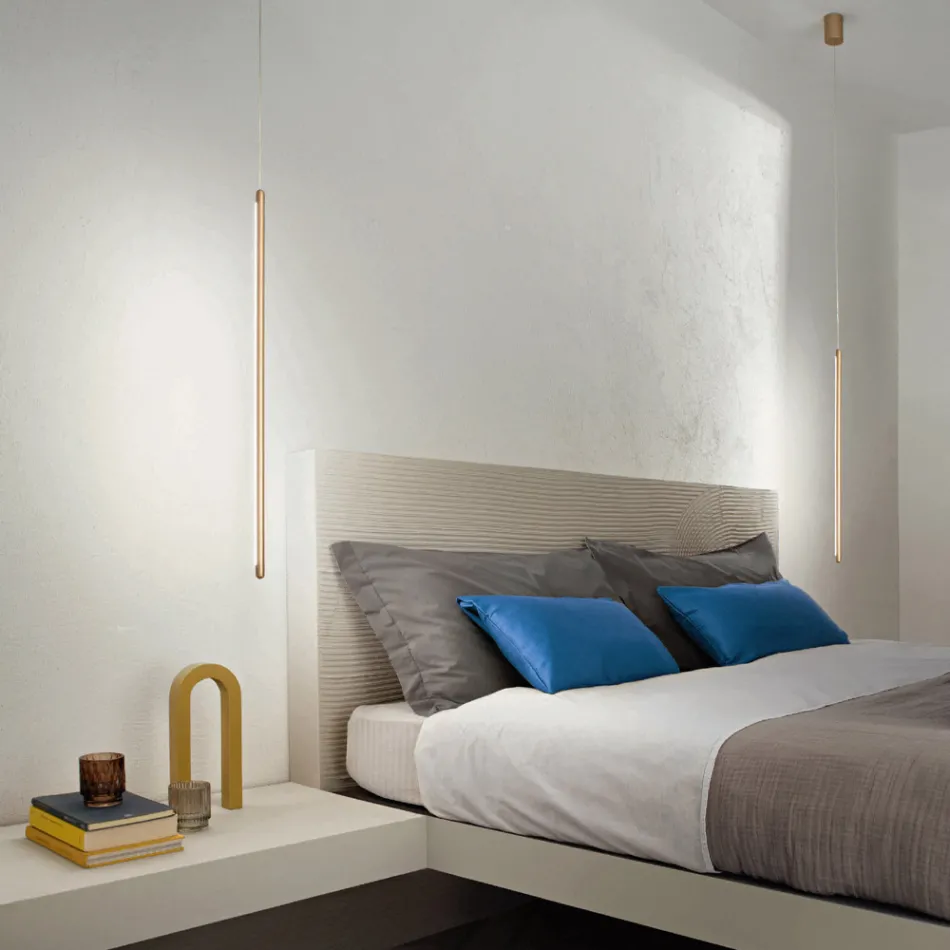 Hanglamp van goud geverfd metaal met verstelbare kabels - oranje Viadurini