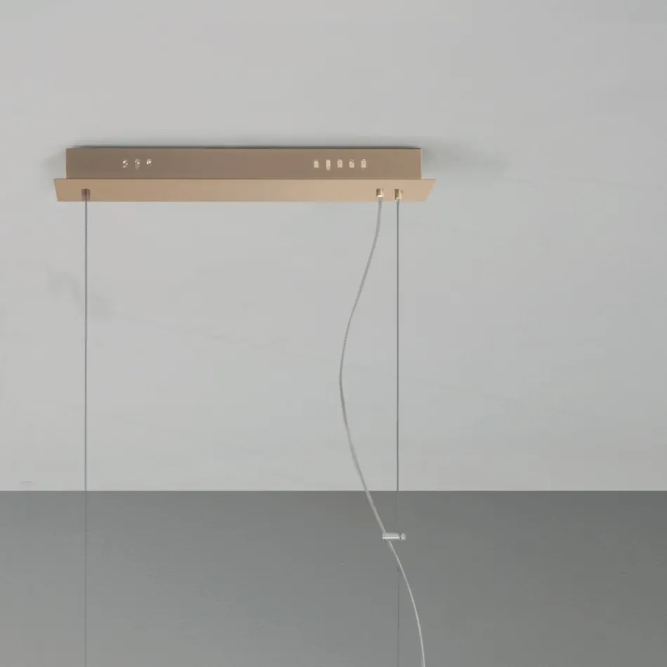 Hanglamp van goudgelakt metaal en geblazen glas - Birga Viadurini