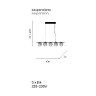 Hanglamp van goudgelakt metaal en geblazen glas - Birga Viadurini