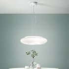 Hanglamp van geblazen wit glas en verchroomd metaal - Ariana Viadurini