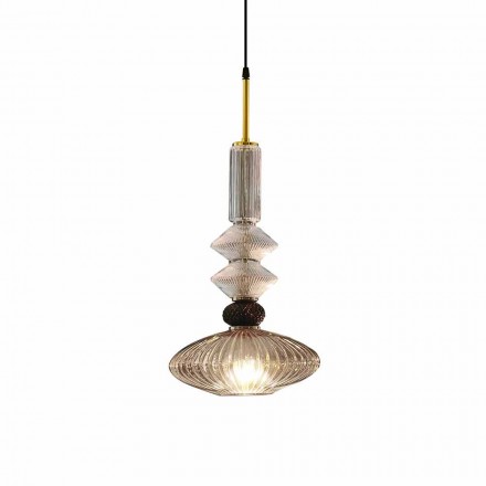 Hanglamp in Murano-glas en stof, Made in Italy - Missi Viadurini