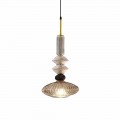 Hanglamp in Murano-glas en stof, Made in Italy - Missi