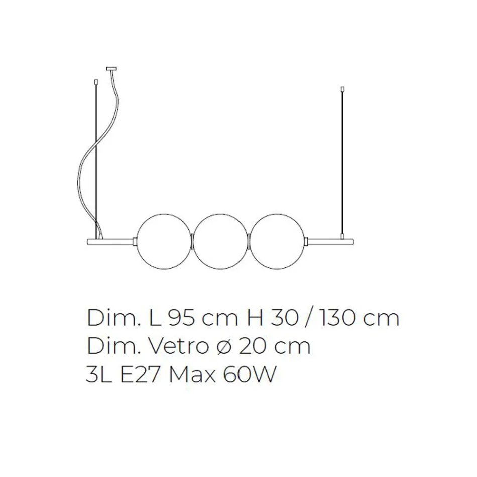 Handgeblazen Venetië Glazen Hanglamp 95 cm - Jupiter Viadurini