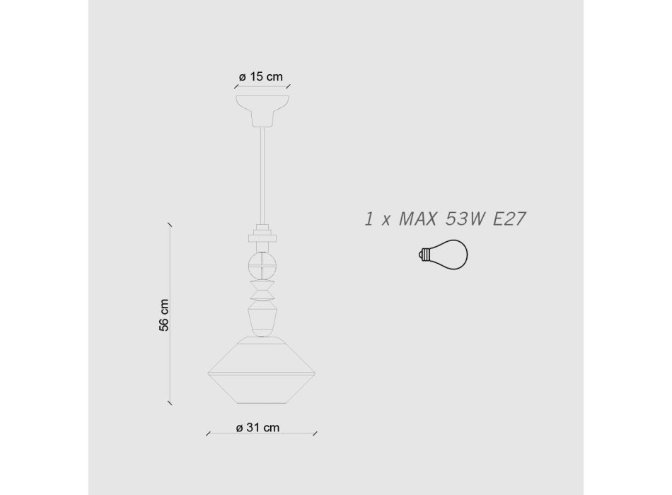 Hanglamp van glas en gekleurd keramiek