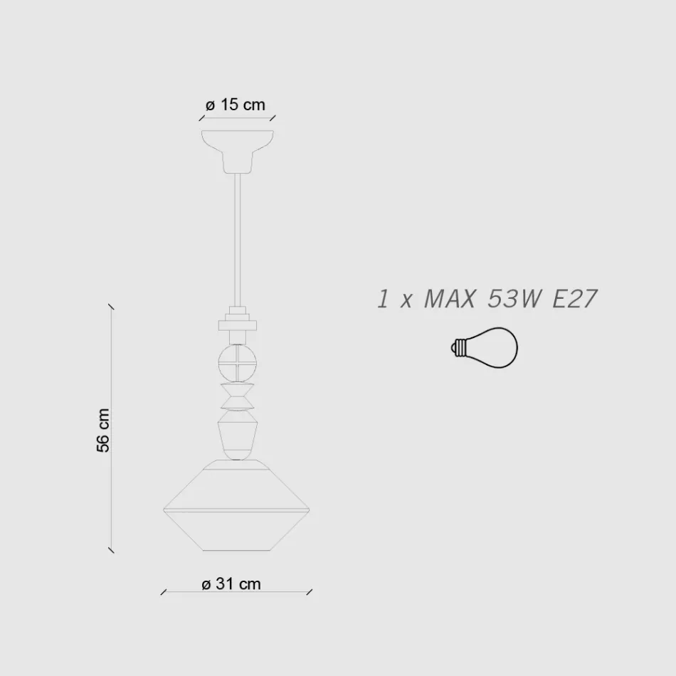 Hanglamp van glas en gekleurd keramiek Made in Italy - Lariat Viadurini