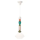 Hanglamp van glas en gekleurd keramiek Made in Italy - Lariat Viadurini