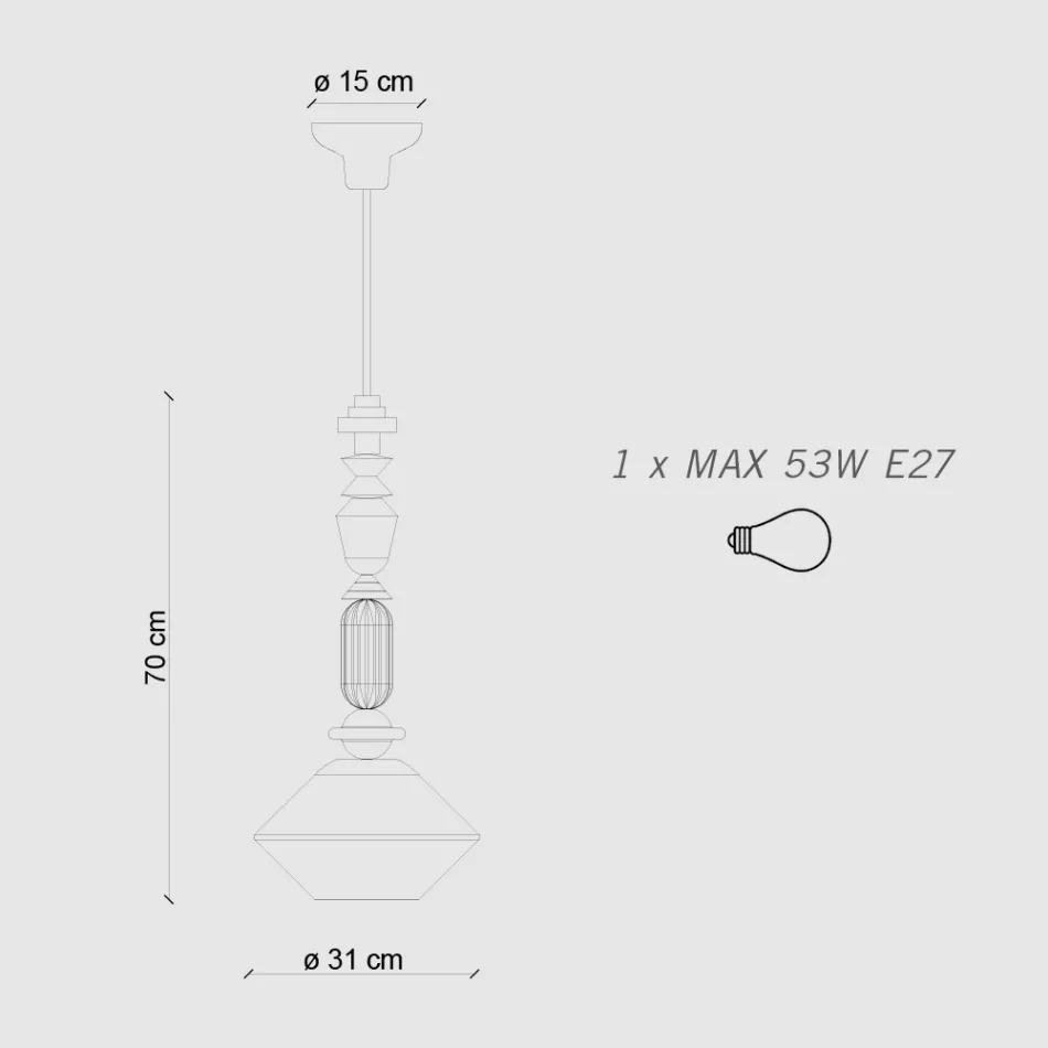 Hanglamp van glas en gekleurd keramiek Made in Italy - Lariat Viadurini