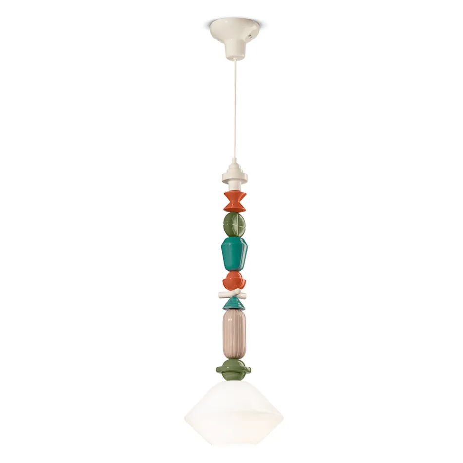 Hanglamp van glas en gekleurd keramiek Made in Italy - Lariat Viadurini