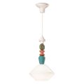 Hanglamp van glas en gekleurd keramiek Made in Italy - Lariat