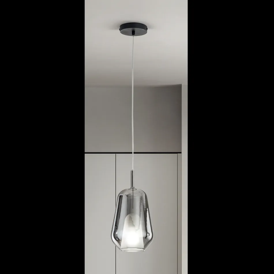 Hanglamp van glas en transparant draad gemaakt in Italië - Trilly Viadurini