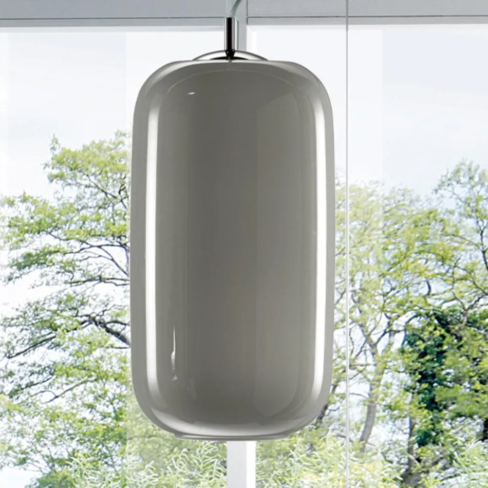 Handgeblazen glazen hanglamp gemaakt in Venetië - bamboe Viadurini