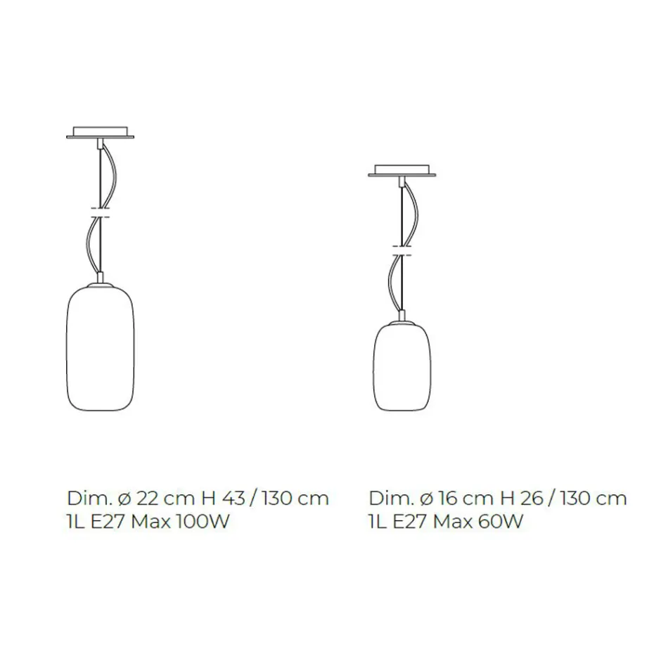 Handgeblazen glazen hanglamp gemaakt in Venetië - bamboe Viadurini
