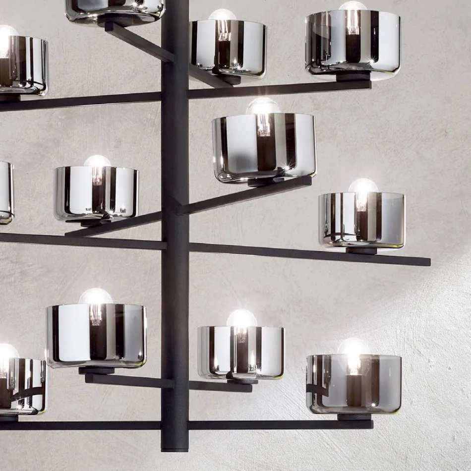 Hanglamp van geblazen glas met metalen structuur - Angelic Viadurini