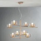 Hanglamp van geblazen glas met metalen structuur - Angelic Viadurini