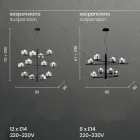 Hanglamp van geblazen glas met metalen structuur - Angelic Viadurini