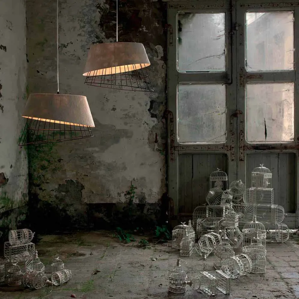 Hanglamp in wit glasvezel en metaal Elegant design - Solar Viadurini