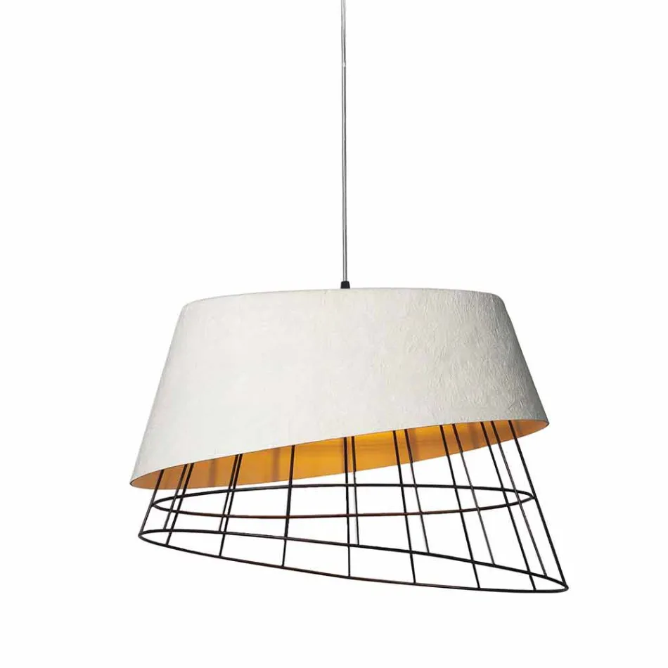 Hanglamp in wit glasvezel en metaal Elegant design - Solar Viadurini