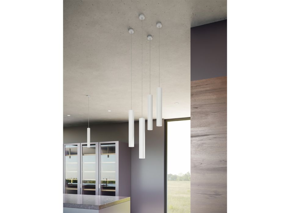 7W led hanglamp in wit of mat zwart aluminium - Rebolla Viadurini