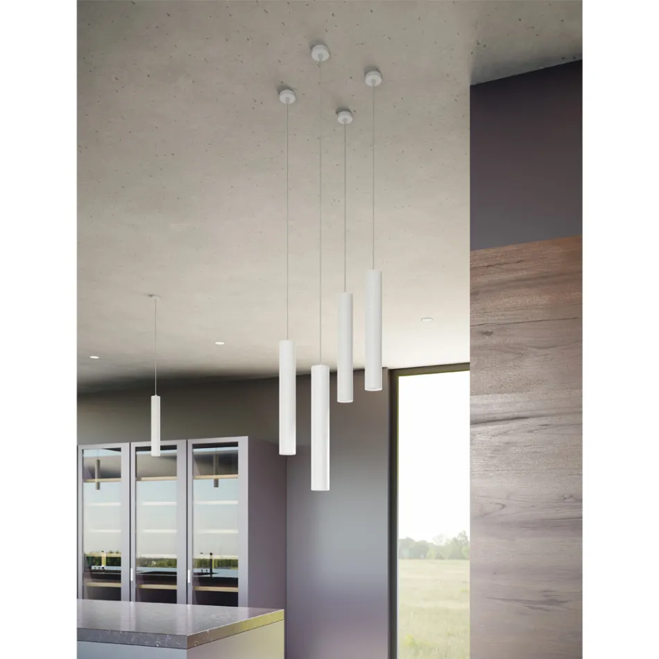 7W led hanglamp in wit of mat zwart aluminium - Rebolla Viadurini