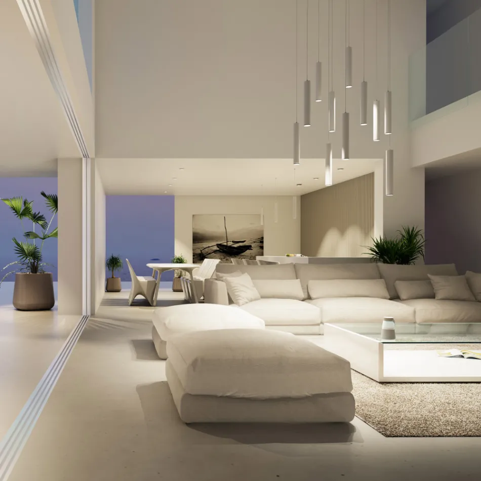 Led-inbouw-hanglamp in wit of zwart aluminium - Rebolla Viadurini