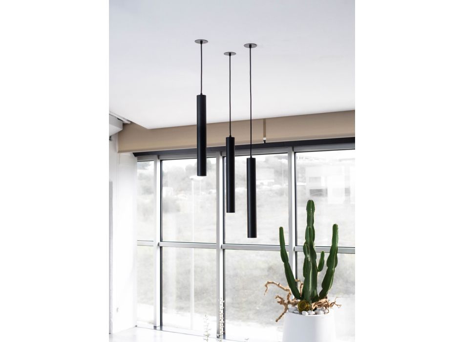 Led-inbouw-hanglamp in wit of zwart aluminium - Rebolla Viadurini
