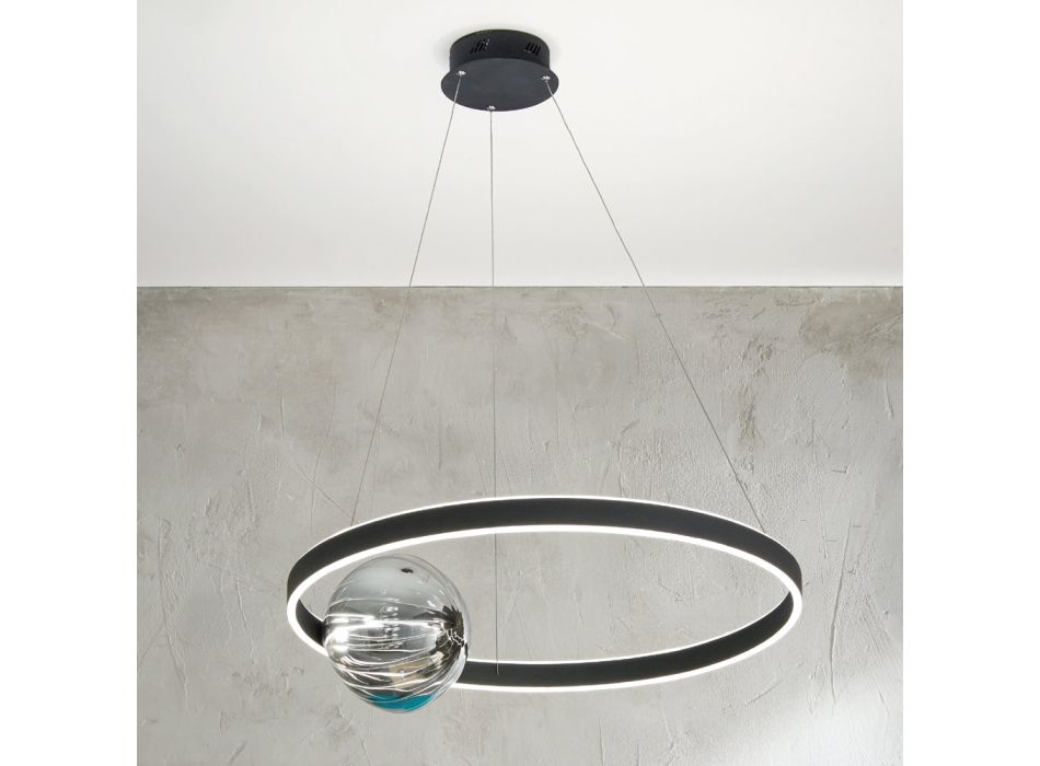 Dimbare LED-hanglamp van metaal en geblazen glas - Cocoa Viadurini