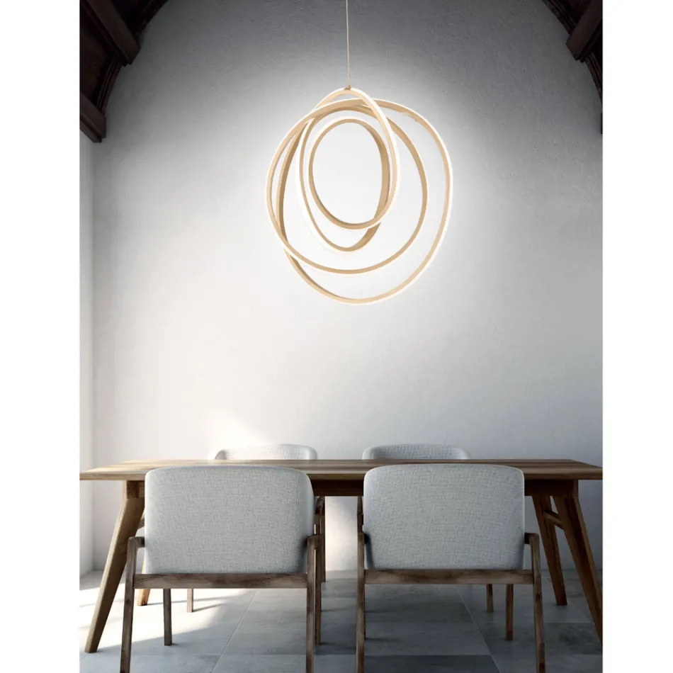 Grote of kleine LED-hanglamp in goudkleurig design - Point Viadurini