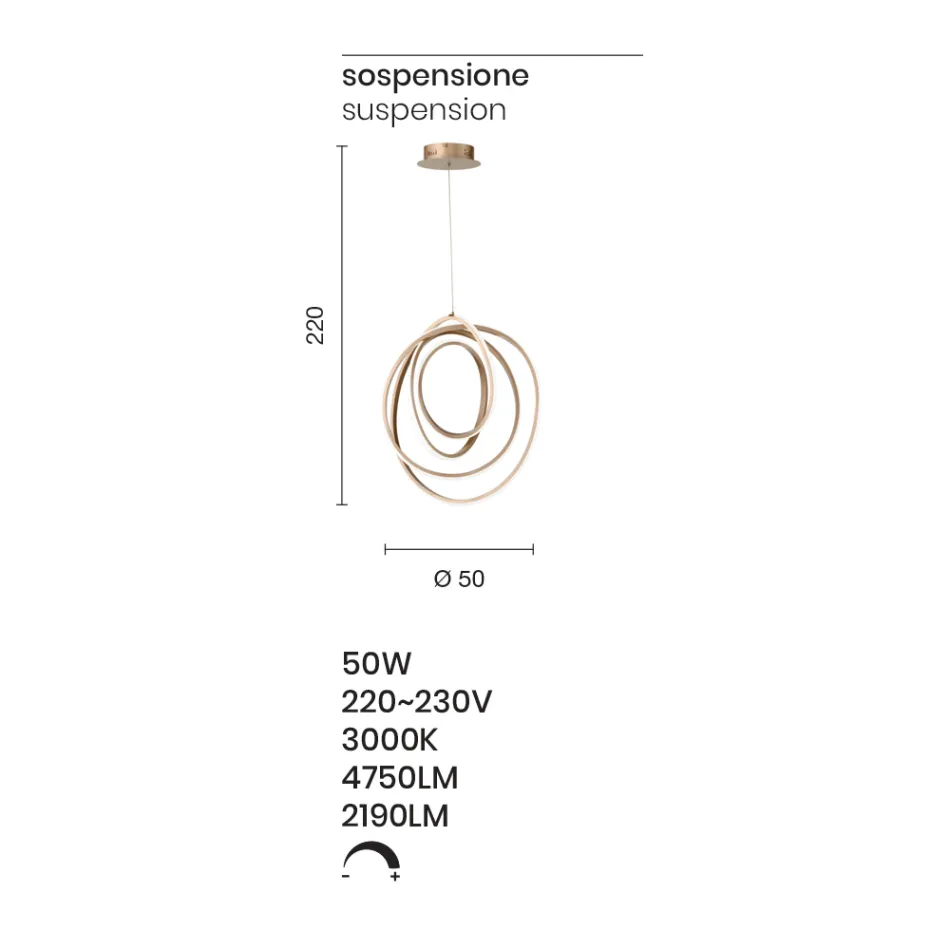 Grote of kleine LED-hanglamp in goudkleurig design - Point Viadurini